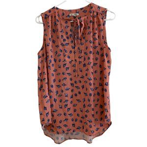 Emma & Olivia Peach Seashells Tank Top Blouse Size Medium Polyester